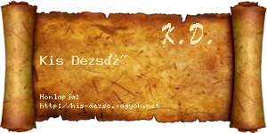 Kis Dezső névjegykártya